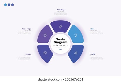 Moderne minimalistische elegante saubere kreisförmige 3 Schritte editierbare Diagramm Infografik Design Vorlage Vektor
