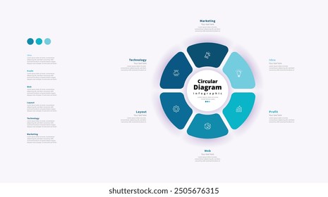 Moderno minimalista elegante limpio circular 3 pasos editable diagrama infografía diseño Plantilla Vector