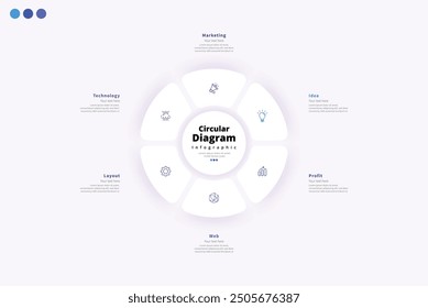 Modern minimalist elegant clean circular 3 steps editable diagram infographic design template vector