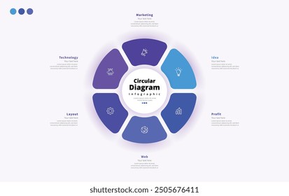 Modern minimalist elegant clean circular 3 steps editable diagram infographic design template vector