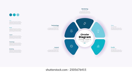 Modern minimalist elegant clean circular 3 steps editable diagram infographic design template vector