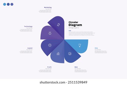 Moderno minimalista elegante limpo circular 6 passos diagrama editável infográfico modelo vetor
