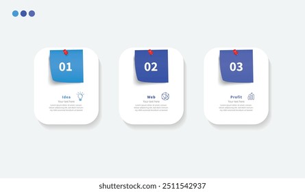 Modern minimalist elegant clean circular 3 steps editable diagram infographic design template vector