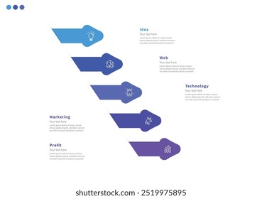 Modern minimalist elegant clean circular 5 steps editable diagram infographic design template vector