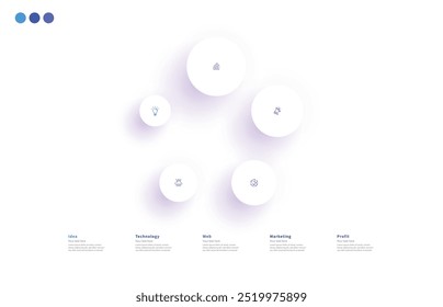 Modern minimalist elegant clean circular 5 steps editable diagram infographic design template vector