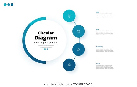Modern minimalist elegant clean circular 5 steps editable diagram infographic design template vector