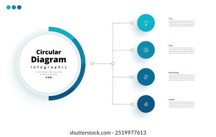 Modern minimalist elegant clean circular 5 steps editable diagram infographic design template vector