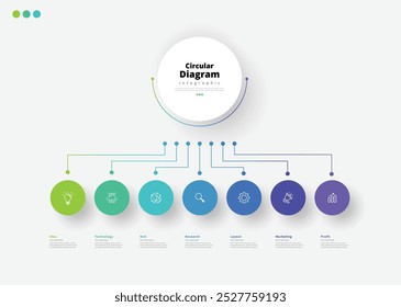 Moderno minimalista elegante limpio circular pasos editable diagrama infográfico diseño Plantilla Vector
