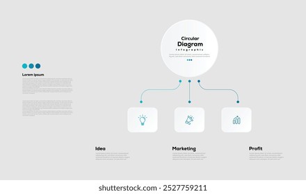 Modern minimalist elegant clean circular steps editable diagram infographic design template vector