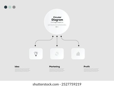 Modern minimalist elegant clean circular steps editable diagram infographic design template vector