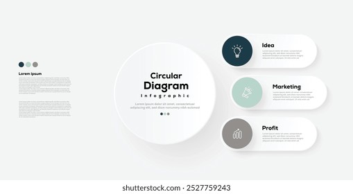 Moderno minimalista elegante limpio circular pasos editable diagrama infográfico diseño Plantilla Vector