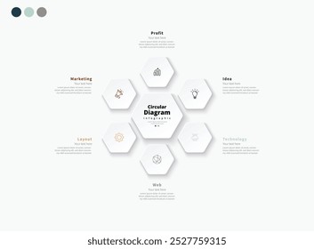 Moderno minimalista elegante limpo passos circulares editável diagrama infográfico vetor de modelo de design