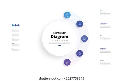 Moderne minimalistische elegante saubere kreisförmige Schritte editierbares Diagramm infographische Design Template Vektor