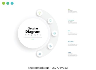 Moderne minimalistische elegante saubere kreisförmige Schritte editierbares Diagramm infographische Design Template Vektor