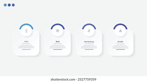 Moderno minimalista elegante limpo passos circulares editável diagrama infográfico vetor de modelo de design