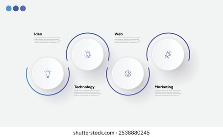 Moderne minimalistische elegante saubere kreisförmige Schritte editierbar Infografik Design Template Vektor