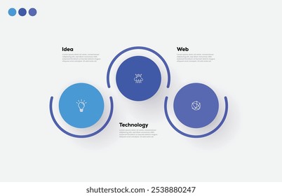 Moderno minimalista elegante limpo passos circulares editável infográfico modelo vetor