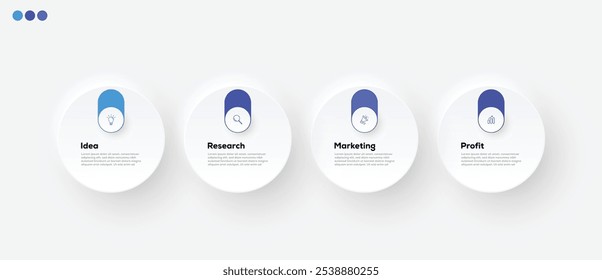 Modern minimalist elegant clean circular steps editable infographic design template vector