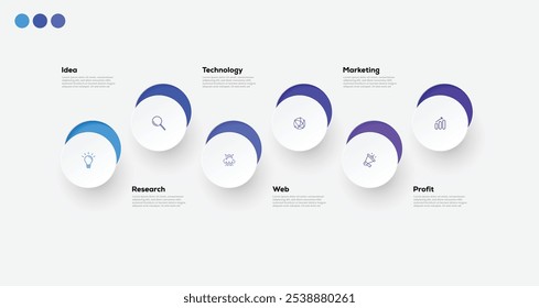 Modern minimalist elegant clean circular steps editable infographic design template vector