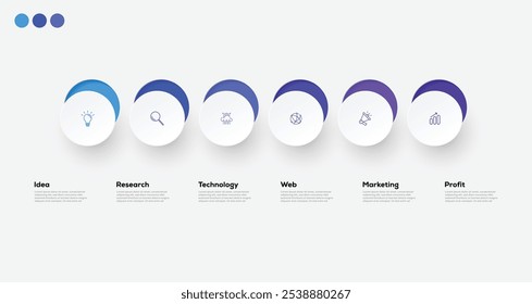 Modern minimalist elegant clean circular steps editable infographic design template vector