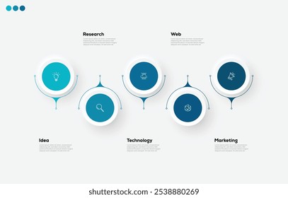 Modern minimalist elegant clean circular steps editable infographic design template vector