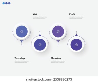 Modern minimalist elegant clean circular steps editable infographic design template vector