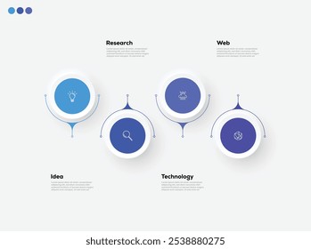 Moderne minimalistische elegante saubere kreisförmige Schritte editierbar Infografik Design Template Vektor