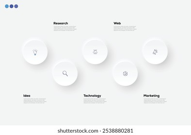 Modern minimalist elegant clean circular steps editable infographic design template vector