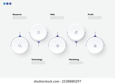 Moderno minimalista elegante limpio circular pasos editable infografía diseño Plantilla Vector