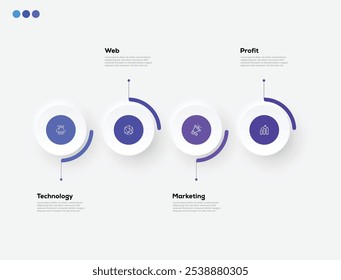 Moderne minimalistische elegante saubere kreisförmige Schritte editierbar Infografik Design Template Vektor