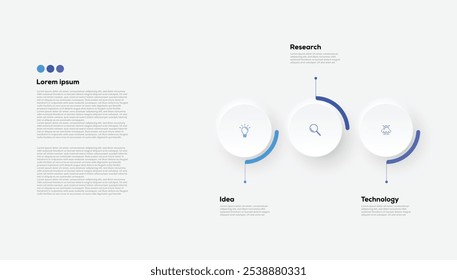 Moderno minimalista elegante limpo passos circulares editável infográfico modelo vetor