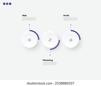Moderno minimalista elegante limpio circular pasos editable infografía diseño Plantilla Vector