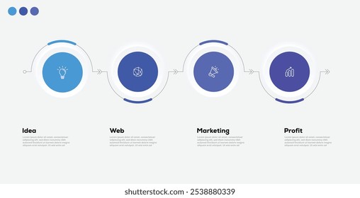 Modern minimalist elegant clean circular steps editable infographic design template vector