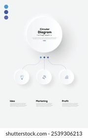 Moderno minimalista elegante limpo circular 3 passos editável infográfico modelo vetor