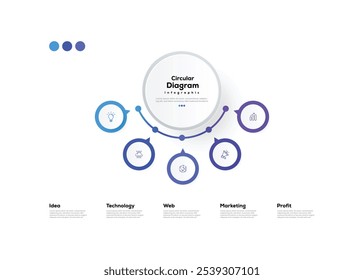 Moderno minimalista elegante limpio circular pasos editable infografía diseño Plantilla Vector