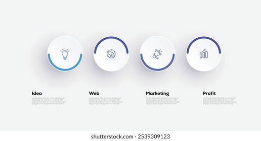 Modern minimalist elegant clean circular steps editable infographic design template vector 