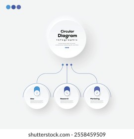 Modern minimalist elegant clean circular 3 steps icon editable infographic design template vector