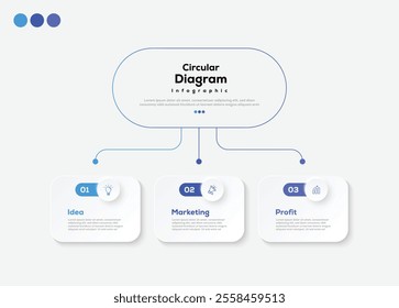 Modern minimalist elegant clean circular 3 steps icon editable infographic design template vector