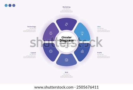Modern minimalist elegant clean circular 3 steps editable diagram infographic design template vector
