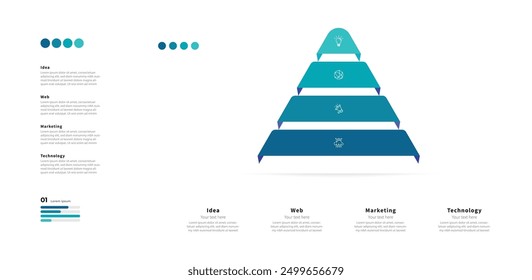 Modern minimalist elegant clean Pyramid steps editable infographic design template vector