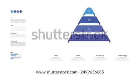 Modern minimalist elegant clean Pyramid steps editable infographic design template vector
