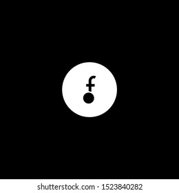 modern minimalist elegant white circle F logo letter simple design isolated on black background