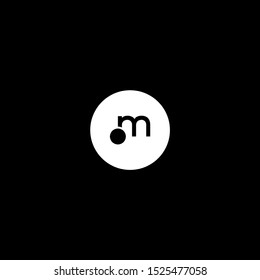 modern minimalist elegant white circle M logo letter simple design isolated on black background