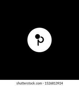 modern minimalist elegant white circle P logo letter simple design isolated on black background