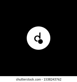 modern minimalist elegant white circle D logo letter simple design isolated on black background