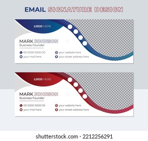 Modern and minimalist email footer personal social media with geometric shape Templates. Professional Corporate email signature banner vector Design template sign.