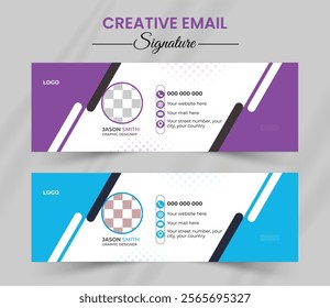 Modern and minimalist email signature and personal social media cover template design with creative layout and modern concept.