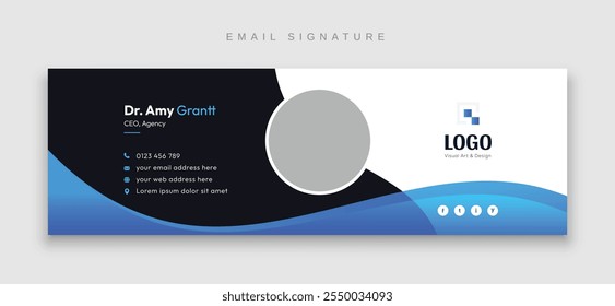 Modern and minimalist email signature template or email footer and Personal social media cover design template