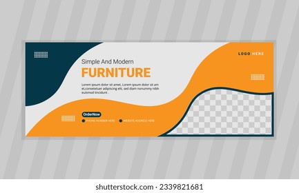 Modern and minimalist facebook cover or furniture company social media 
cover with an author photo place Corporate Vector Template.