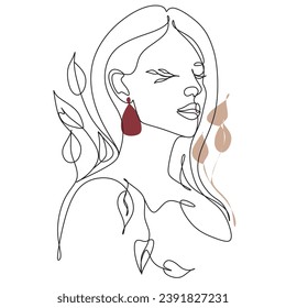 Modern Minimalist Female Vector Line Drawing.
